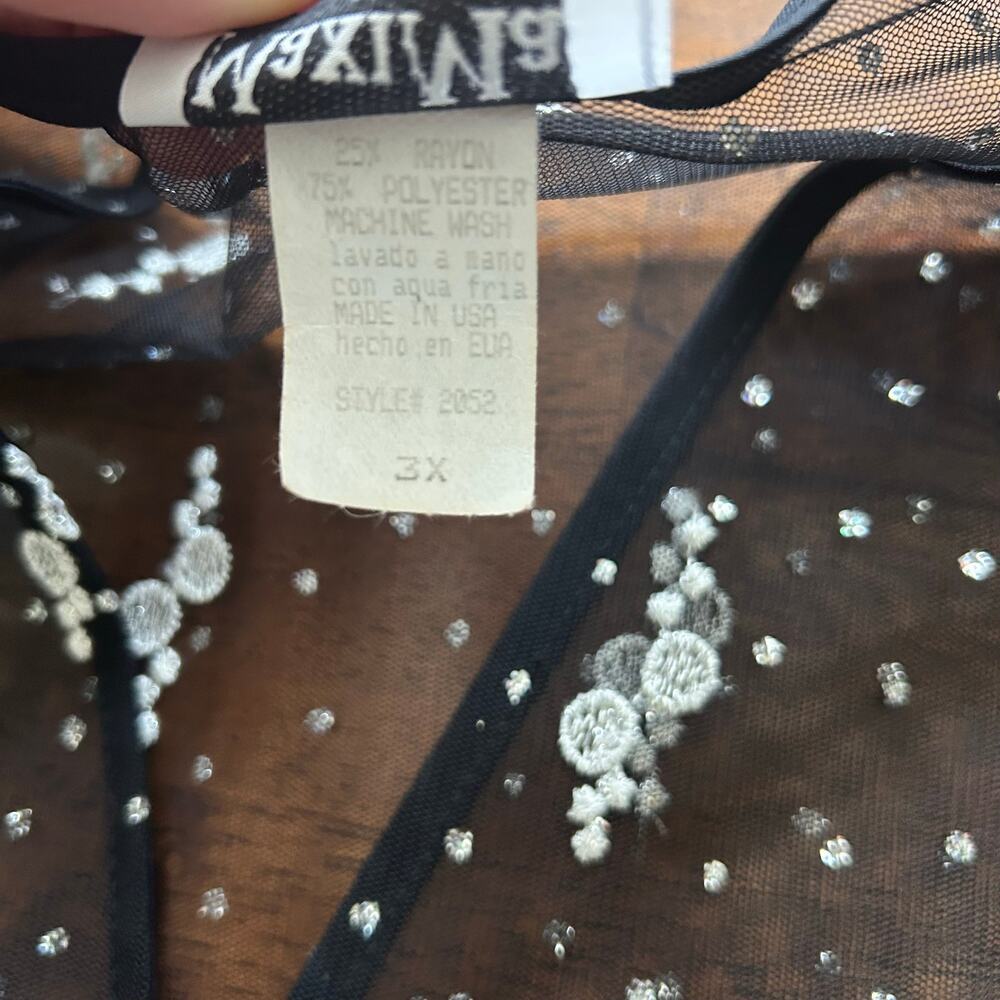 Maxima USA Sheer Floral Embroidered Evening Top, Glamorous 3X.” - Picture 3 of 10